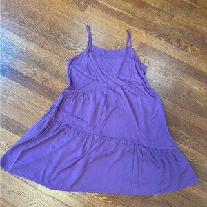 Purple Sleeveless Spaghetti Strap Flowy Swing Dress with Pockets